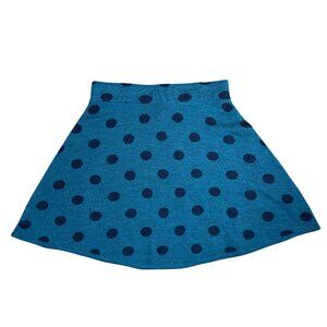 Krimson Klover Whimsy Skirt blue merino wool S small polka dot Title Nine